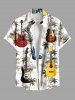 Tenue de plage hawaïenne assortie grande taille à imprimé guitare et fleurs de cocotier pour couples - Blanc 