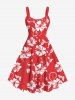 Tropical Leaf Hibiscus Flowers Print Plus Size Matching Hawaii Beach Outfit For Couples -  