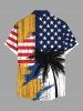 Patriotic American Flag Coconut Tree Colorblock Print Plus Size Matching Outfit For Couples -  