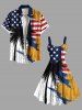 Patriotic American Flag Coconut Tree Colorblock Print Plus Size Matching Outfit For Couples -  