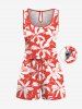 Tenue de plage hawaïenne assortie grande taille à imprimé fleurs tropicales pour couples - Rouge 