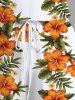 Tenue de plage hawaïenne assortie grande taille à imprimé feuilles tropicales et fleurs d'hibiscus pour couples - Blanc 
