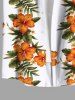 Tenue de plage hawaïenne assortie grande taille à imprimé feuilles tropicales et fleurs d'hibiscus pour couples - Blanc 
