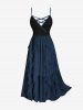 Robe de mariée longue sans manches à volants croisés en dentelle et mousseline grande taille - Bleu de Minuit 4X | US 26-28