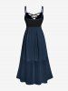 Robe de mariée longue sans manches à volants croisés en dentelle et mousseline grande taille - Bleu de Minuit 4X | US 26-28