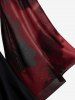 T-shirt froncé à lacets et manches évasées en maille avec motif peinture à l'encre grande taille - Rouge foncé 4X | US 26-28