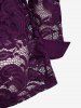 Ensemble chemisier transparent en dentelle fleurie et haut caraco grande taille - Violet Terne 4X | US 26-28