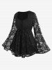 T-shirt bicolore à lacets et manches évasées en dentelle, style sorcière, pour Halloween - Multi L | US 12