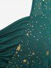 T-shirt grande taille à imprimé étoiles, froncé, transparent et superposé - Turquoise 4X | US 26-28