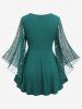 T-shirt grande taille à imprimé étoiles, froncé, transparent et superposé - Turquoise 4X | US 26-28