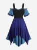 Gothic Plus Size Cold Shoulder Lace Up Layered Handkerchief Asymmetric Corset Dress -  