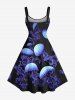 Robe débardeur trapèze grande taille à imprimé méduses ombré et créatures marines hawaïennes - Noir 3X