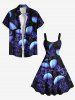Robe débardeur trapèze grande taille à imprimé méduses ombré et créatures marines hawaïennes - Noir 3X
