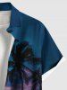 Chemise hawaïenne grande taille à imprimé cocotiers et crépuscule ombré pour homme - Bleu 6XL