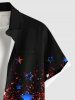 Plus Size Glitter Sequins Patriotic American Flag Print Button Pocket Shirt For Men -  