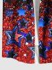Plus Size Glitter Sequins Patriotic American Flag Print Button Pocket Shirt For Men -  