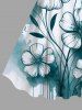 Plus Size Ink Painting Splatter Flower Branch Print Hawaii A Line Tank Dress -  