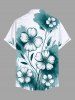 Chemise hawaïenne grande taille à imprimé floral et éclaboussures de peinture à l'encre pour homme - Vert 5XL
