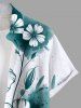 Chemise hawaïenne grande taille à imprimé floral et éclaboussures de peinture à l'encre pour homme - Vert 5XL