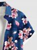 Chemise hawaïenne grande taille à imprimé floral et feuilles ombré avec poches et boutons pour homme - Bleu 4XL