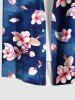 Chemise hawaïenne grande taille à imprimé floral et feuilles ombré avec poches et boutons pour homme - Bleu 5XL