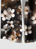 Plus Size Ombre Peach Blossom Flower Print Hawaii Button Pocket Shirt For Men -  