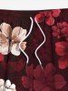 Plus Size Ombre Flower Print Hawaii Drawstring Beach Shorts For Men -  