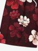 Plus Size Ombre Flower Print Hawaii Drawstring Beach Shorts For Men -  