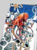 Plus Size Colorful Octopus Sea Print Hawaii Drawstring Beach Shorts For Men -  