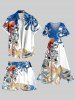 Plus Size Colorful Octopus Sea Print Hawaii Drawstring Beach Shorts For Men -  