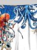 Plus Size Colorful Octopus Sea Print Hawaii Drawstring Beach Shorts For Men -  