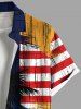 Chemise grande taille à imprimé patriotique drapeau américain et cocotiers, avec boutons et poches, pour homme - Jaune 5XL