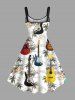 Plus Size Coconut Tree Flowers Guitar Print Hawaii Tank Dress -  