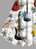 Plus Size Coconut Tree Flowers Guitar Print Hawaii Tank Dress -  