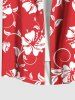 Plus Size Tropical Leaf Hibiscus Flowers Print Buttons Pocket Hawaii Shirt For Men -  