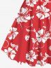 Robe débardeur hawaïenne grande taille à imprimé feuilles tropicales et fleurs d'hibiscus - Rouge XXS