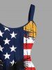 Plus Size Patriotic American Flag Coconut Tree Colorblock Print Tank Dress -  