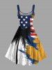 Plus Size Patriotic American Flag Coconut Tree Colorblock Print Tank Dress -  