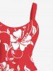 Plus Size Tropical Leaf Hibiscus Flowers Print Hawaii Tank Dress -  