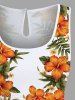 Combinaison hawaïenne cintrée grande taille à imprimé feuilles tropicales et fleurs d'hibiscus - Blanc L