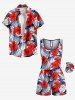 Combinaison hawaïenne grande taille à imprimé floral tropical et hibiscus, cintrée - Rouge M
