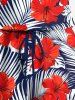 Combinaison hawaïenne grande taille à imprimé floral tropical et hibiscus, cintrée - Rouge M
