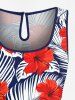 Combinaison hawaïenne grande taille à imprimé floral tropical et hibiscus, cintrée - Rouge M