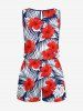 Combinaison hawaïenne grande taille à imprimé floral tropical et hibiscus, cintrée - Rouge M