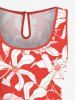 Combinaison hawaïenne cintrée à imprimé fleurs tropicales grande taille - Rouge 2X