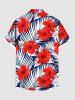 Chemise hawaïenne grande taille pour homme, à imprimé floral tropical et hibiscus, avec boutons et poche. - Rouge 4XL