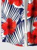 Chemise hawaïenne grande taille pour homme, à imprimé floral tropical et hibiscus, avec boutons et poche. - Rouge 4XL