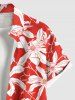 Plus Size Tropical Flowers Print Buttons Pocket Hawaii Shirt For Men -  