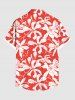 Chemise hawaïenne grande taille à imprimé fleurs tropicales et poches boutonnées pour homme - Rouge 2XL
