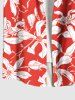 Chemise hawaïenne grande taille à imprimé fleurs tropicales et poches boutonnées pour homme - Rouge 2XL